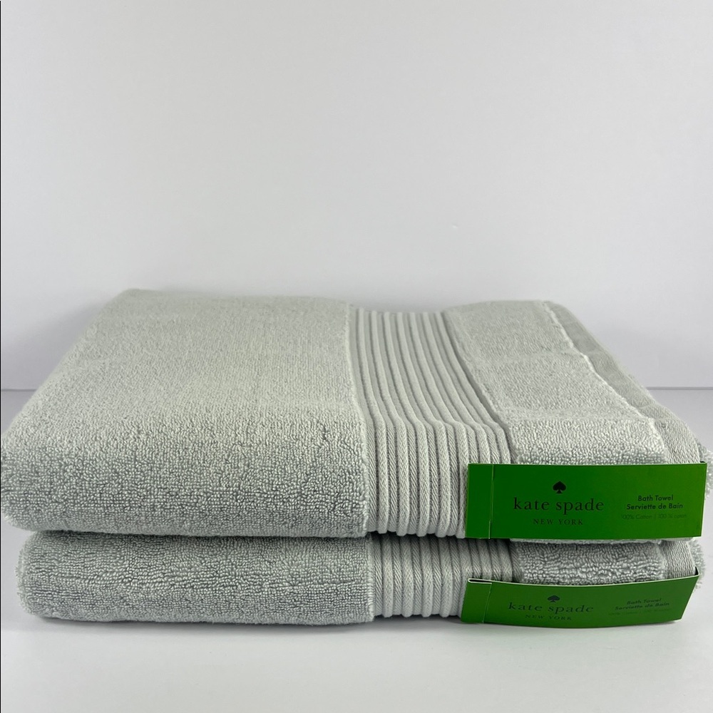 Kate Spade New York Light Blue Bath Towel Set Luxury Cotton Plush Set of 2 NEW